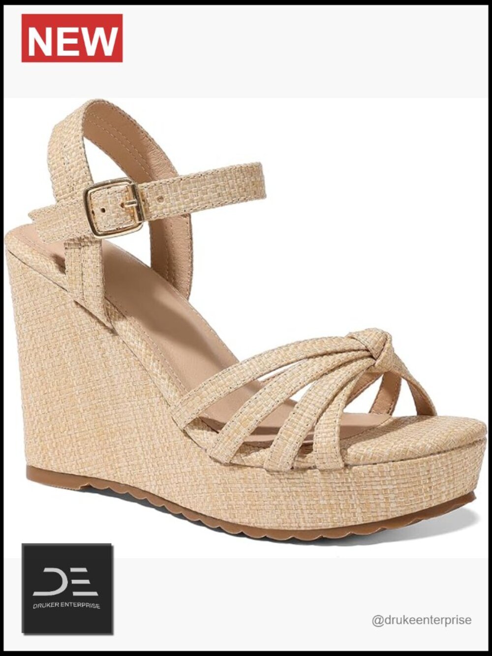 Espadrille Wedge Sandals for Women - Comfortable Open Toe Platform with Ankle